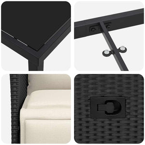Set da pranzo da giardino a 3 pezzi con cuscini in polirattan nero. 3379562