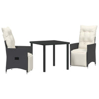 Set da pranzo da giardino a 3 pezzi con cuscini in polirattan nero. 3379562