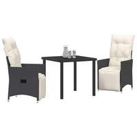Set da pranzo da giardino a 3 pezzi con cuscini in polirattan nero. 3379562