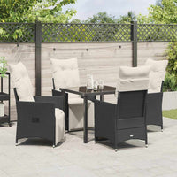 Set da Pranzo da Giardino a 5 Pezzi con Cuscini in Rattan Nero 3379563