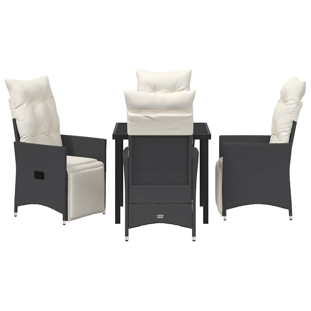 Set da Pranzo da Giardino a 5 Pezzi con Cuscini in Rattan Nero 3379563