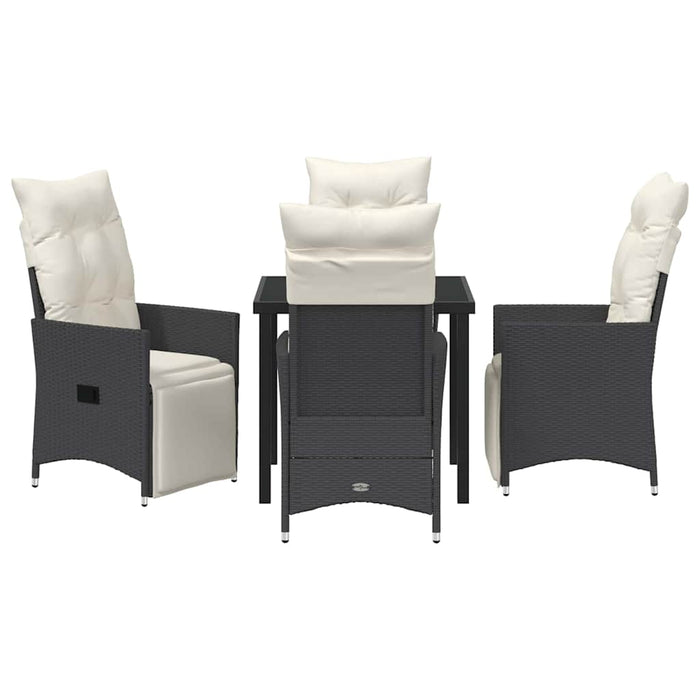 Set da Pranzo da Giardino a 5 Pezzi con Cuscini in Rattan Nero 3379563