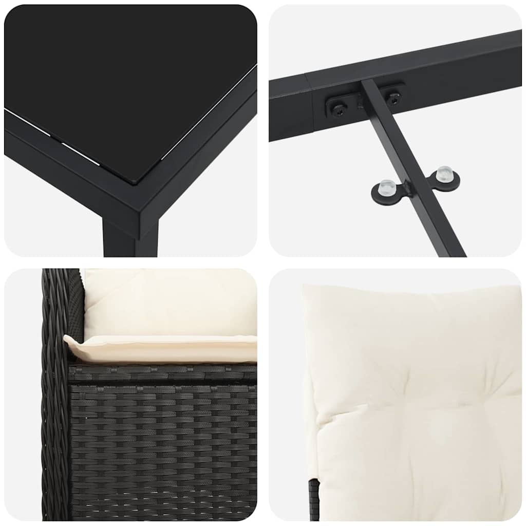 Set di Mobili da Giardino 5 Pezzi con Cuscini Neri in Rattan Sintetico 3379635