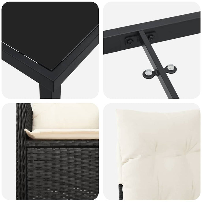 Set di Mobili da Giardino 5 Pezzi con Cuscini Neri in Rattan Sintetico 3379635