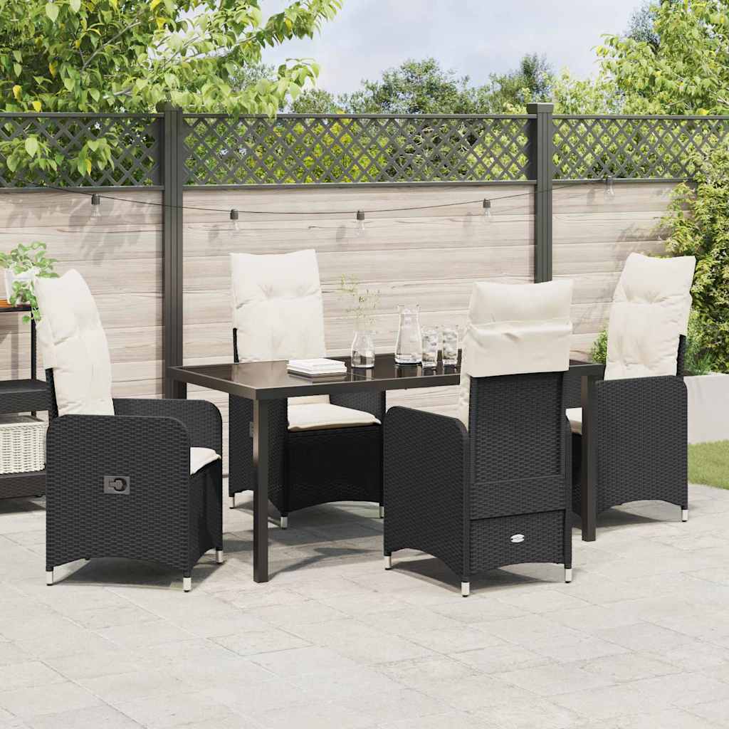 Set di Mobili da Giardino 5 Pezzi con Cuscini Neri in Rattan Sintetico 3379635