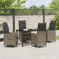 Set da Pranzo per Giardino con cuscino 5 pcs Grigio Poly Rattan 3379648