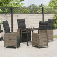Set da Pranzo da Giardino 5 Pezzi con Cuscini Grigio in Rattan Sintetico 3379675