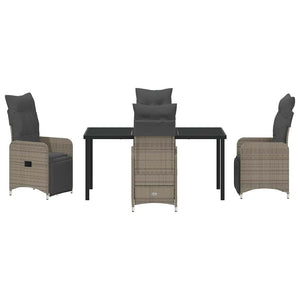 Set da Pranzo da Giardino  5 Pezzi con Cuscini Grigi in Rattan Sintetico 3379677
