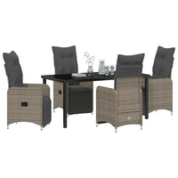 Set da Pranzo da Giardino  5 Pezzi con Cuscini Grigi in Rattan Sintetico 3379677