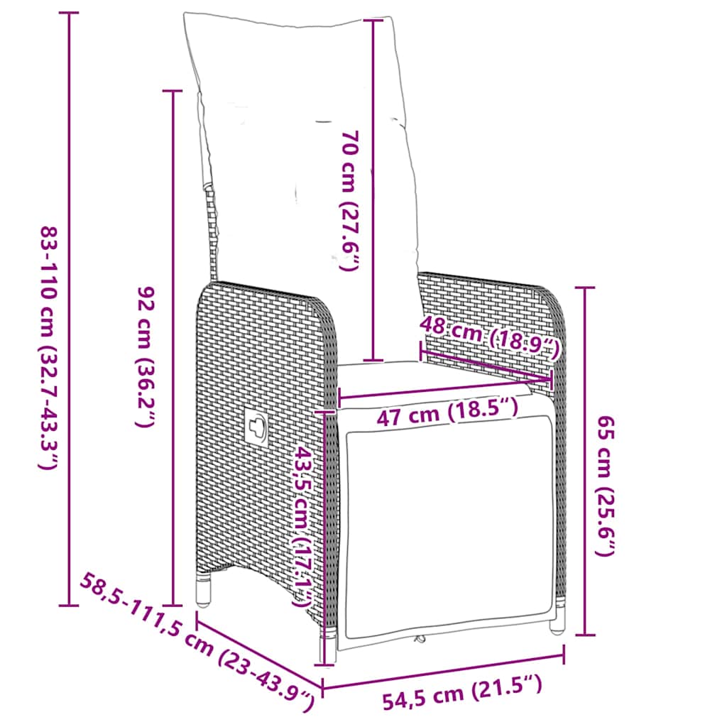 Set da Pranzo da Giardino  5 Pezzi con Cuscini Grigi in Rattan Sintetico 3379677