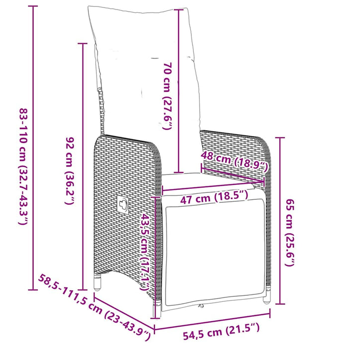Set da Pranzo da Giardino  5 Pezzi con Cuscini Grigi in Rattan Sintetico 3379677