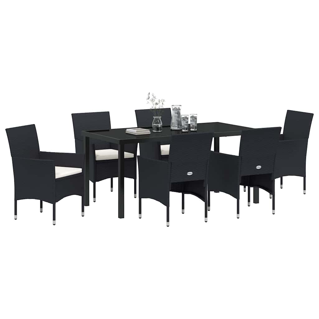 Set da giardino di 7 pezzi in polyrattan nero 3379727