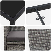 Set da Pranzo per Giardino con cuscino 3 pcs Grigio Poly Rattan 3379730