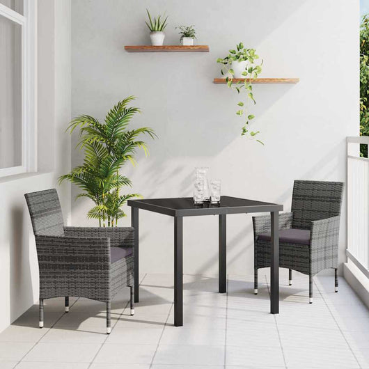 Set da Pranzo per Giardino con cuscino 3 pcs Grigio Poly Rattan 3379730