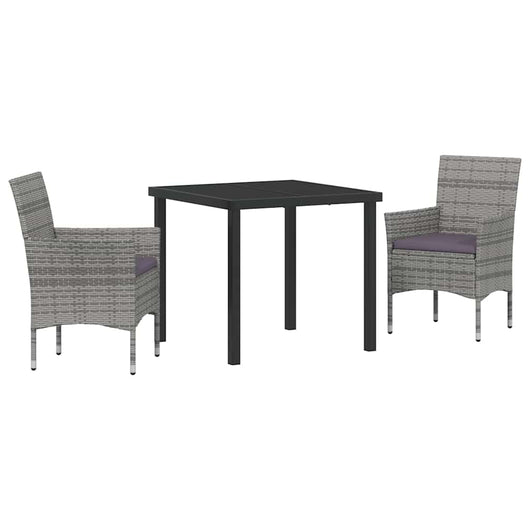 Set da Pranzo per Giardino con cuscino 3 pcs Grigio Poly Rattan 3379730