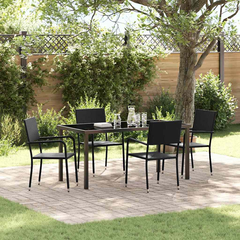 Set da Pranzo per Giardino 5 pcs Nero Poly Rattan 3379908