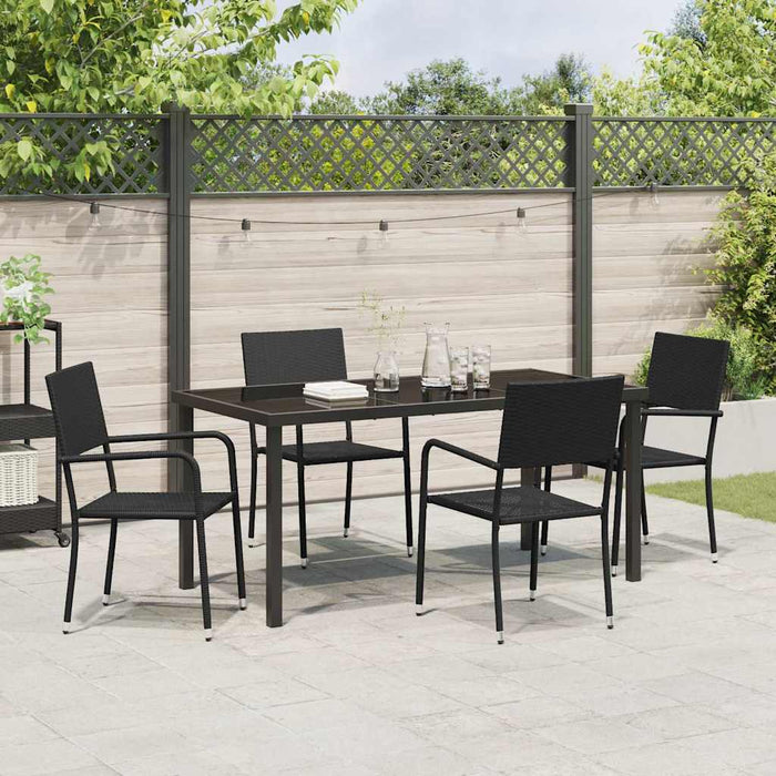 Set da Pranzo per Giardino 5 pcs Nero Poly Rattan 3379908