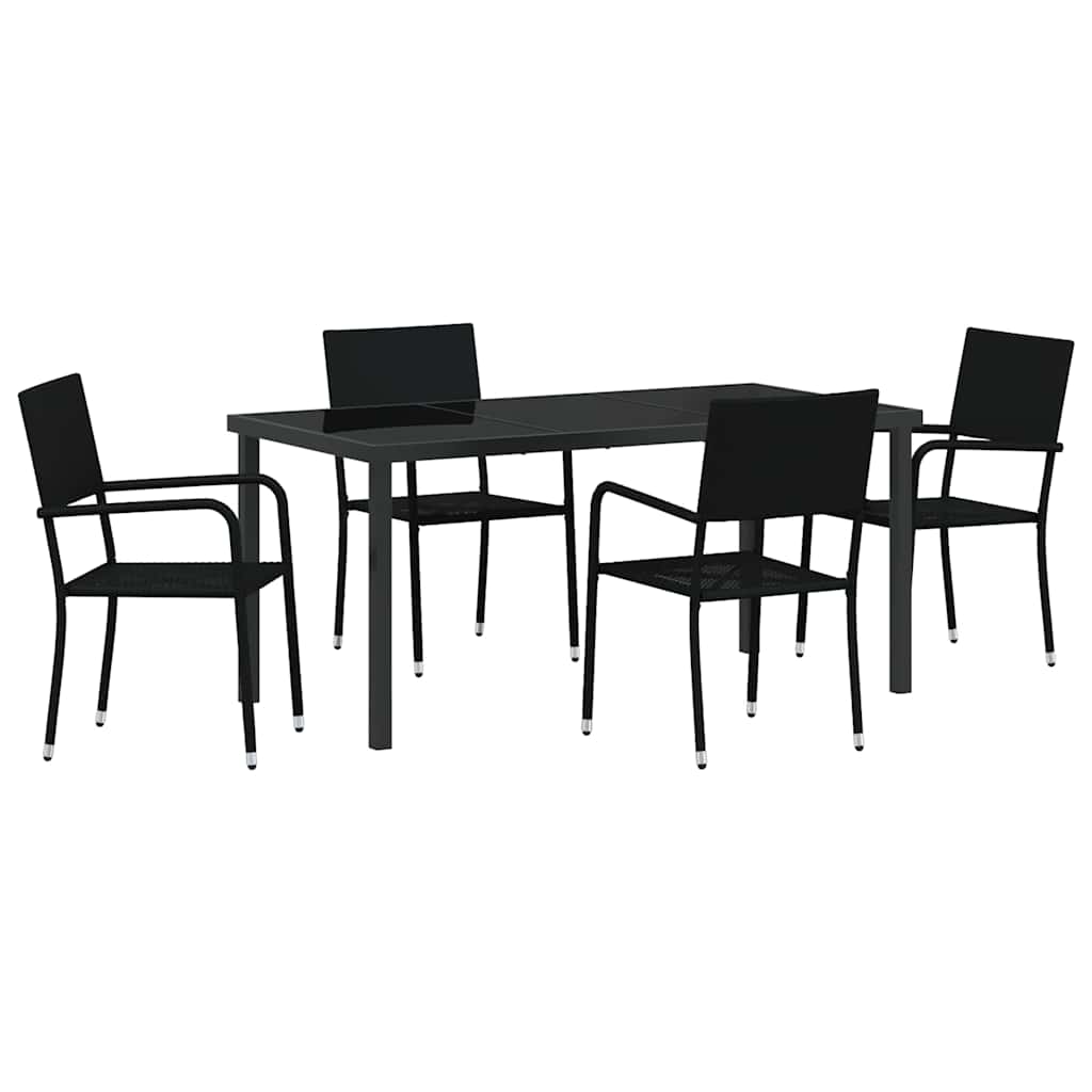 Set da Pranzo per Giardino 5 pcs Nero Poly Rattan 3379908