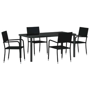 Set da Pranzo per Giardino 5 pcs Nero Poly Rattan 3379908