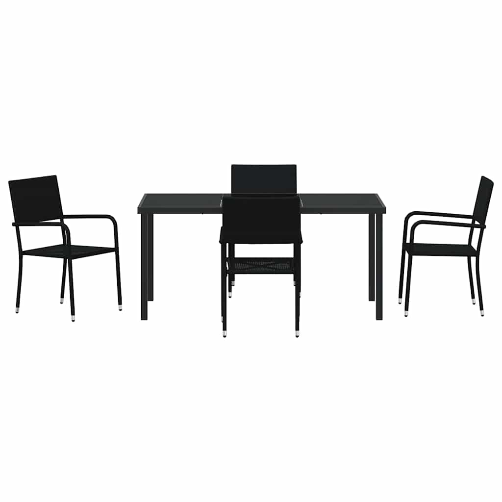 Set da Pranzo per Giardino 5 pcs Nero Poly Rattan 3379908