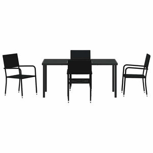 Set da Pranzo per Giardino 5 pcs Nero Poly Rattan 3379908