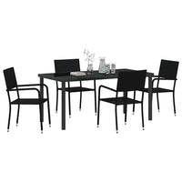 Set da Pranzo per Giardino 5 pcs Nero Poly Rattan 3379908