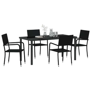 Set da Pranzo per Giardino 5 pcs Nero Poly Rattan 3379908