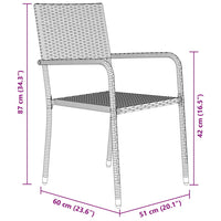 Set da Pranzo per Giardino 5 pcs Nero Poly Rattan 3379908