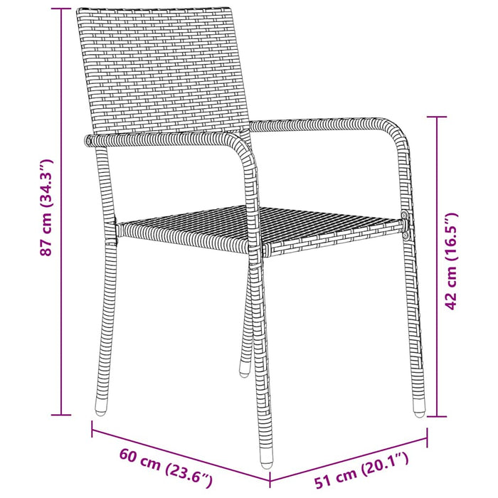 Set da Pranzo per Giardino 5 pcs Nero Poly Rattan 3379908