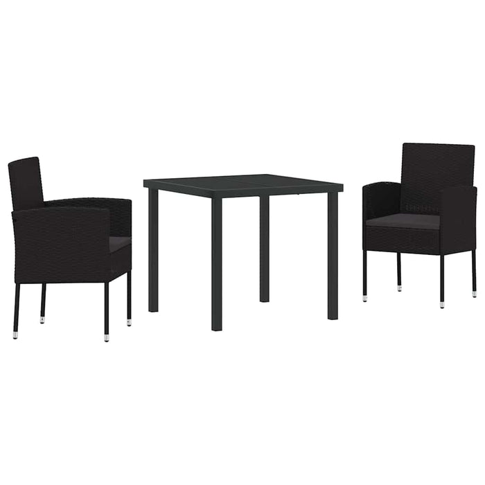 Set da Pranzo per Giardino con cuscino 3 pcs Nero polyrattan 3380064