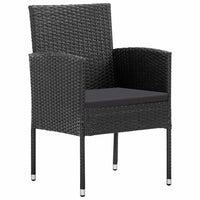 Set da Pranzo per Giardino con cuscino 3 pcs Nero polyrattan 3380064