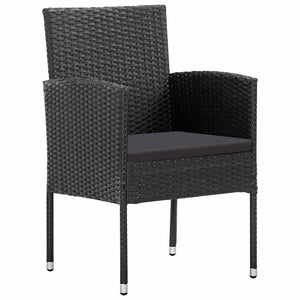 Set da Pranzo per Giardino con cuscino 3 pcs Nero polyrattan 3380064