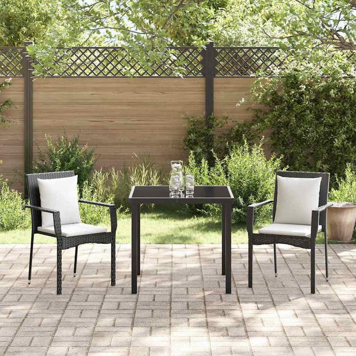 Set da Pranzo per Giardino con cuscino 3 pcs Nero Poly Rattan 3380071