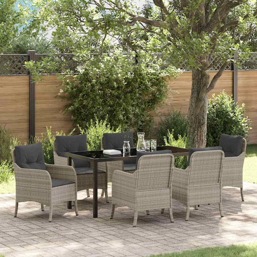 Set da Pranzo per Giardino 7 pcs Grigio chiaro Poly Rattan 3380187