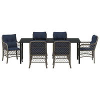 Set da Pranzo per Giardino 7 pcs Grigio e Nero Rattan 3380251