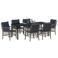 Set da Pranzo per Giardino 7 pcs Grigio e Nero Rattan 3380251