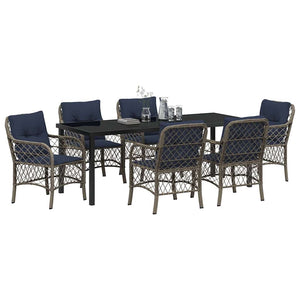 Set da Pranzo per Giardino 7 pcs Grigio e Nero Rattan 3380251