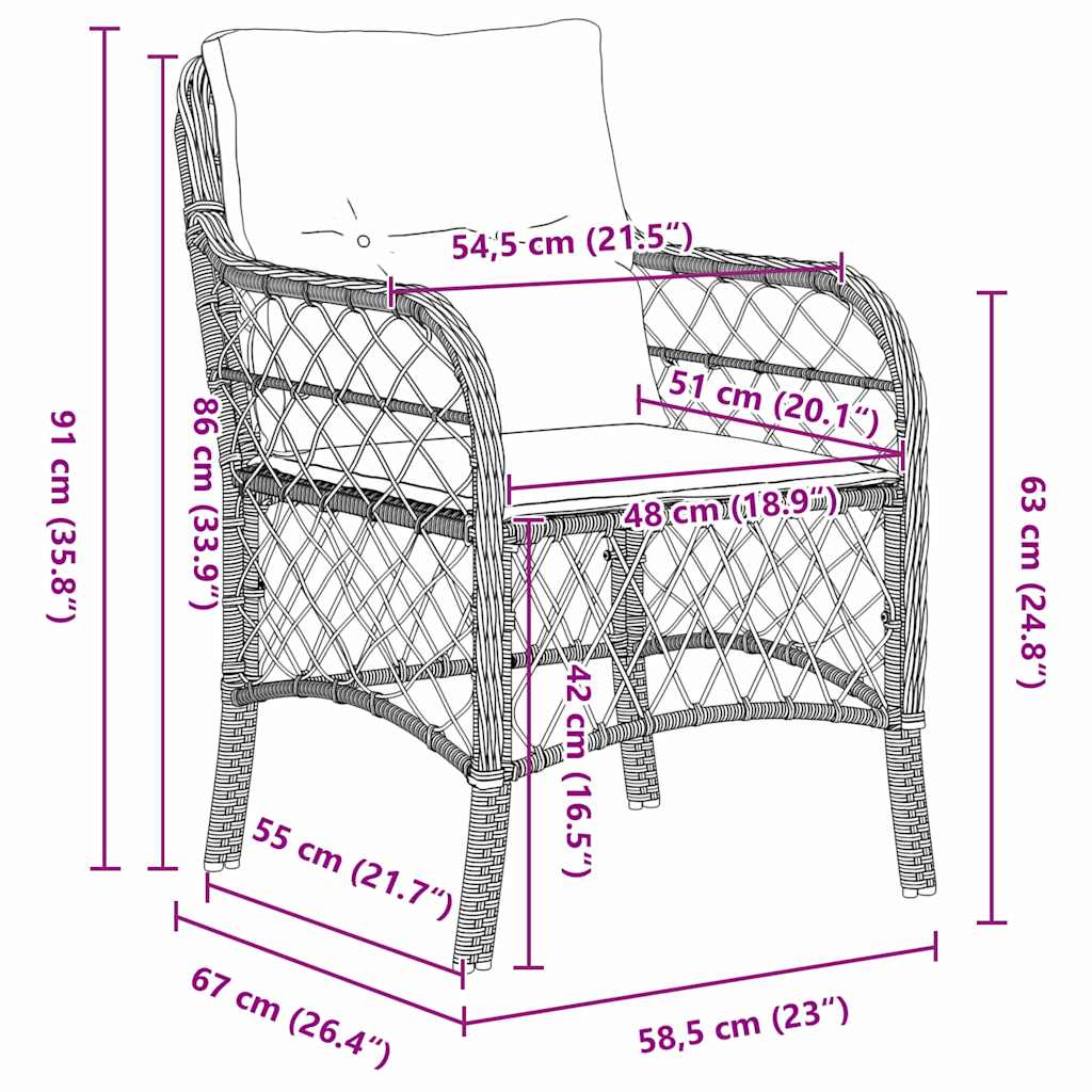 Set da Pranzo per Giardino 9 pcs Grigio e Nero Rattan 3380252