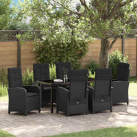Set da Pranzo da Giardino 7 Pezzi con Cuscini Nero Polyrattan 3380264