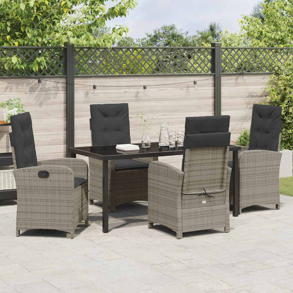 Set da pranzo da giardino 5 pezzi con cuscini Grigio Polyrattan 3380277