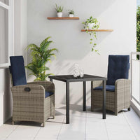 Set da pranzo da giardino di 3 pezzi  con cuscini - Polirattan grigio 3380351