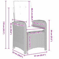 Set da pranzo da giardino di 3 pezzi  con cuscini - Polirattan grigio 3380351