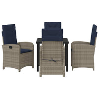 Set da pranzo da giardino a 5 pezzi con cuscini  in rattan sintetico grigio. 3380352