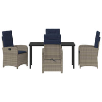 Set da pranzo da giardino a 5 pezzi in polyrattan grigio con cuscini . 3380353