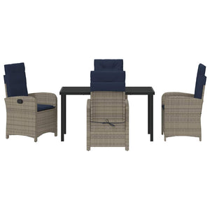 Set da pranzo da giardino a 5 pezzi in polyrattan grigio con cuscini . 3380353
