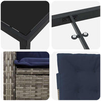 Set da Pranzo da Giardino in 5 Pezzi con Cuscini  - Rattan Sintetico Grigio. 3380354