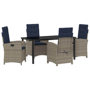 Set da Pranzo da Giardino in 5 Pezzi con Cuscini  - Rattan Sintetico Grigio. 3380354