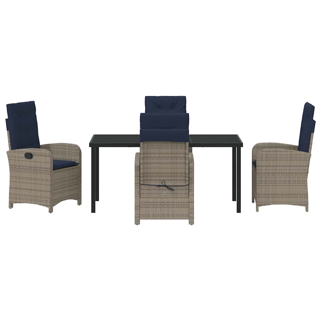 Set da Pranzo da Giardino in 5 Pezzi con Cuscini  - Rattan Sintetico Grigio. 3380354