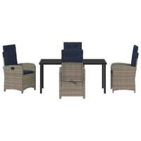 Set da Pranzo da Giardino in 5 Pezzi con Cuscini  - Rattan Sintetico Grigio. 3380354