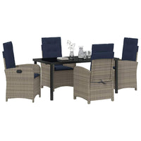 Set da Pranzo da Giardino in 5 Pezzi con Cuscini  - Rattan Sintetico Grigio. 3380354